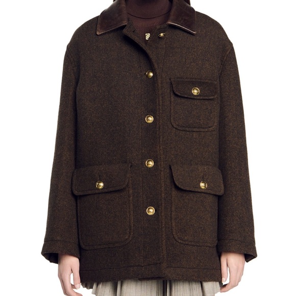 Sandro Owen Tweed Coat